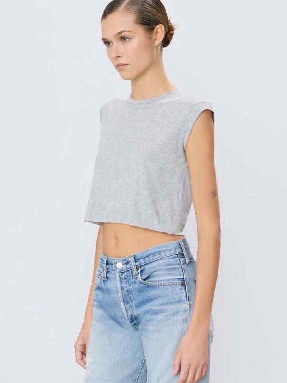Eterne Light Gray Cropped Muscle Tee